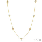 1/10 ctw Star Round Cut Diamond Station Necklace in 10K Yellow Gold